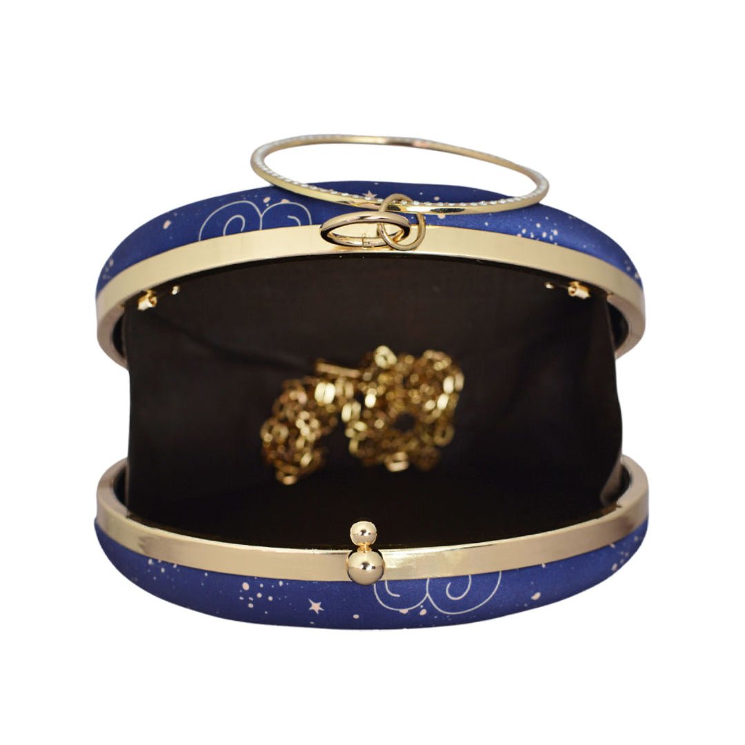 Sun-Moon Round Printed Clutch