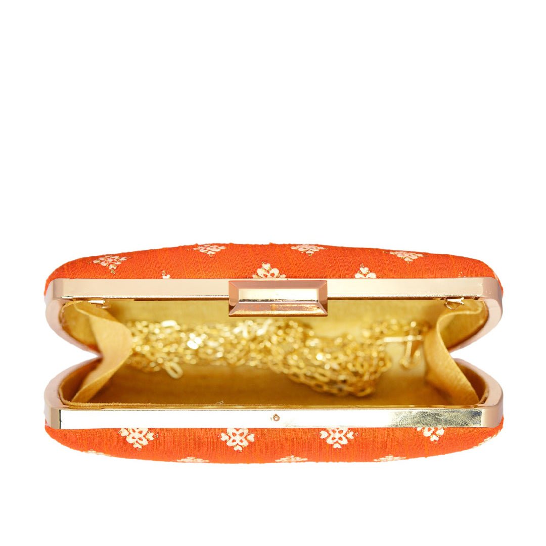 Orange  Pattern Clutch