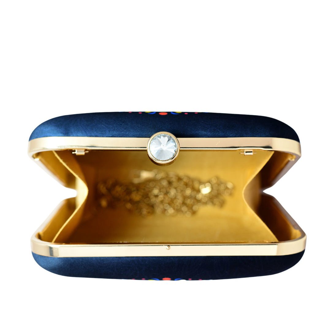 Yellow-Blue Mandala Print Clutch