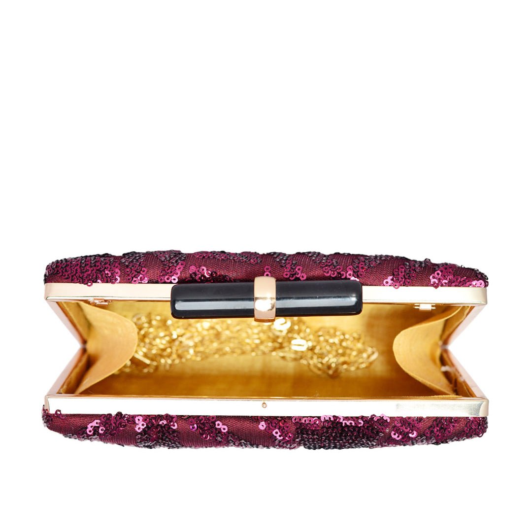 Wine Red Sequins Clutch