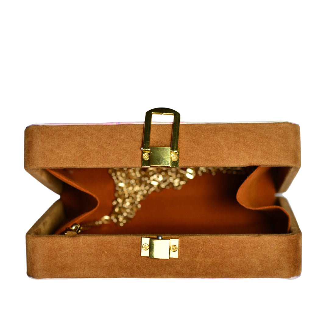 Red Flower Design Printed MDF Clutch