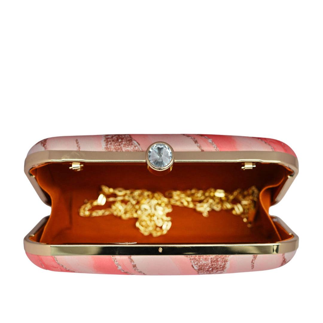 Glitter Coral Resin Print Clutch