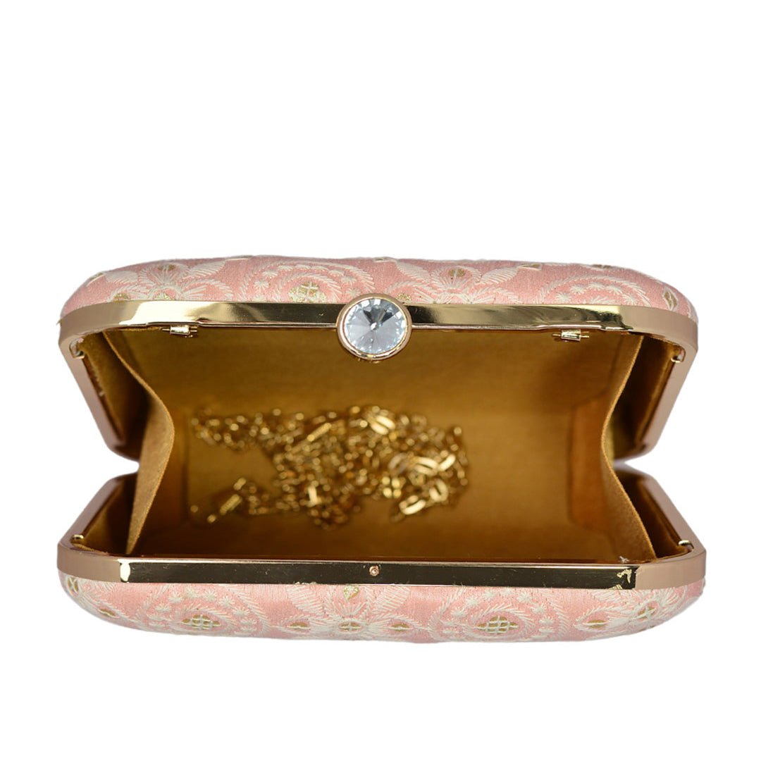 Light Pink Embroidered Clutch