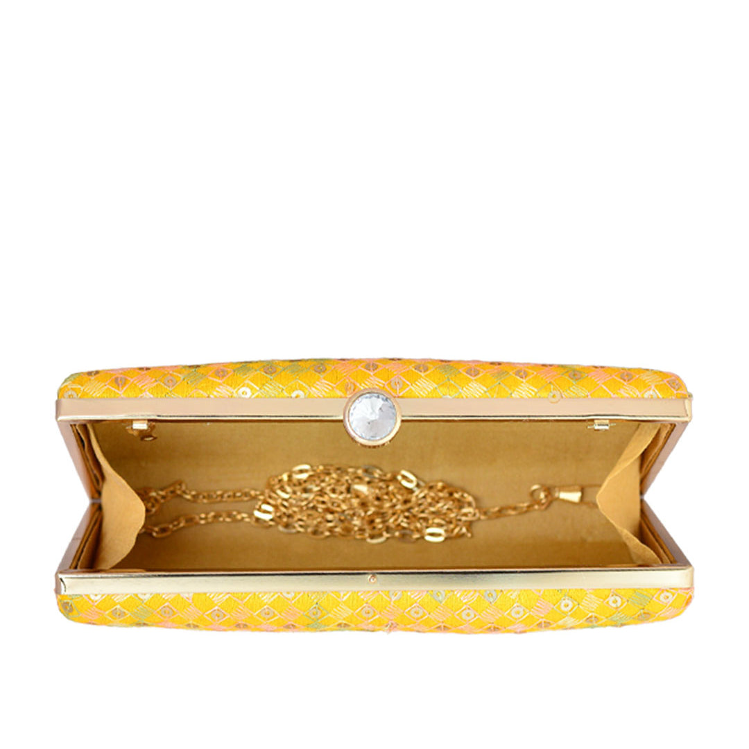 Lemon yellow clutch on sale bag