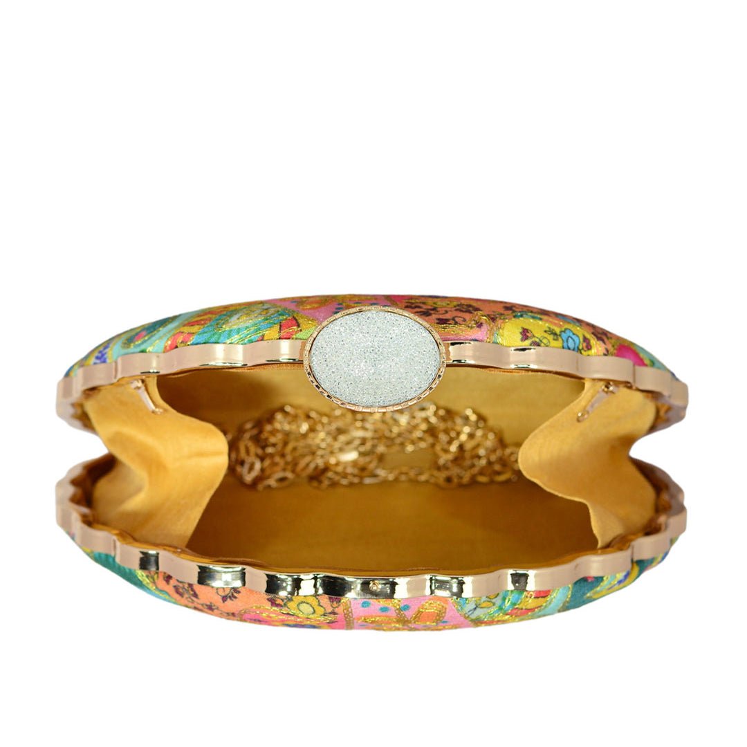 Multicolor Embroidered Moon Clutch
