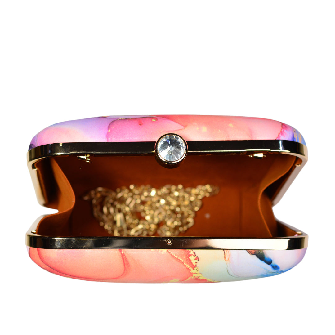 Rainbow Colored Printed Clutch