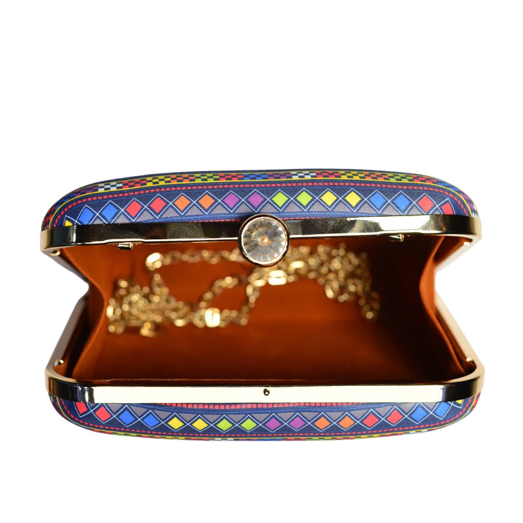Blue Elephant Printed Clutch