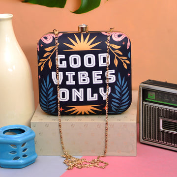 Good Vibe Blue Printed Clutch