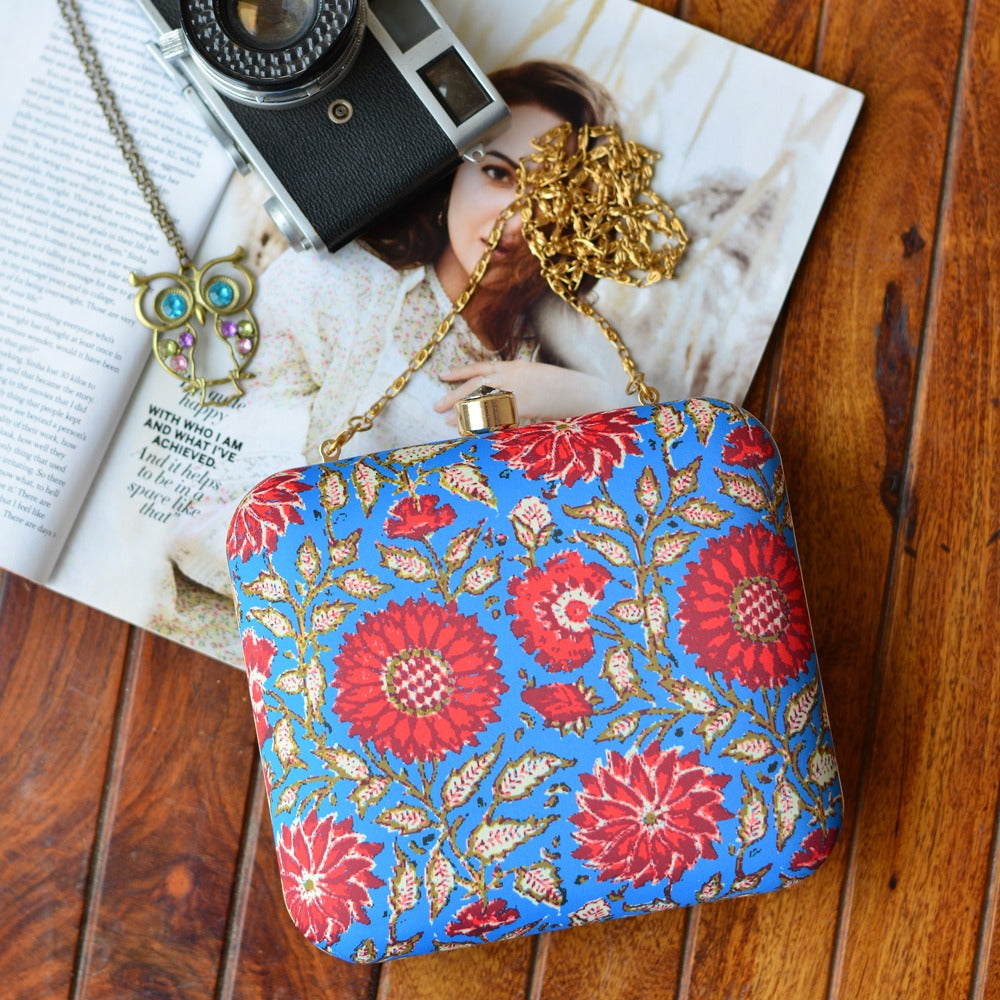 Red Floral Printed Clutch