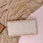 Pink Embroidered Rectangular Clutch