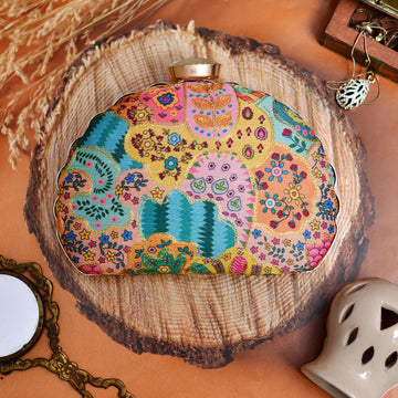 Multicolor Embroidered Moon Clutch