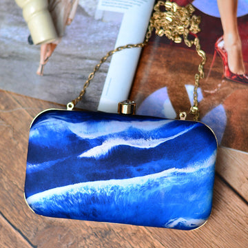 Blue Resin Print Clutch