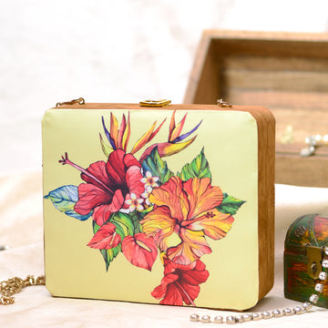 Mixed Flower Printed MDF Clutch