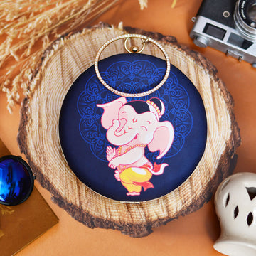 Ganesh Printed Round Clutch