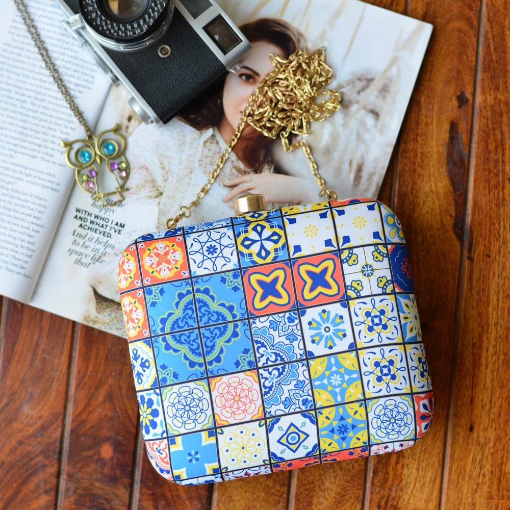 Mixed Designed Patterned Printed clutch