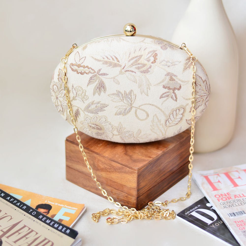 Leaf Pattern Fabric Clutch