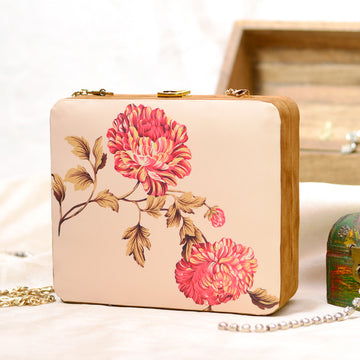 Red Flower Design Printed MDF Clutch