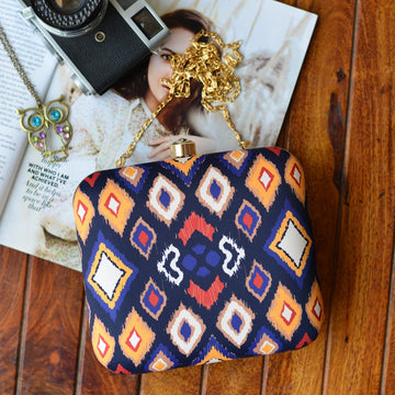 Royal Blue Diamond Pattern Clutch