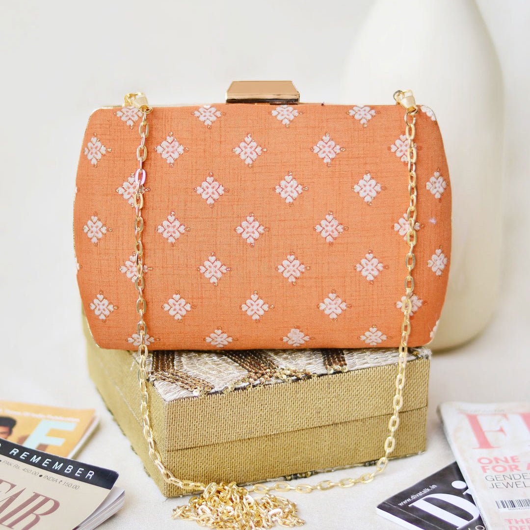 Rustic brown Colour Pattern Clutch