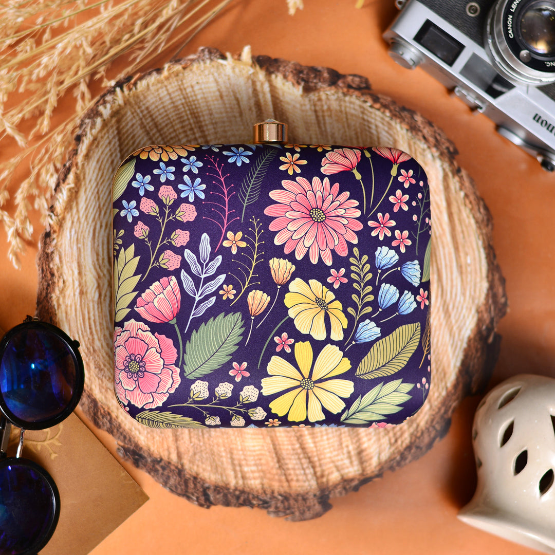 Floriated Printed Clutch