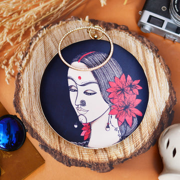 Women Floral Round Clutch