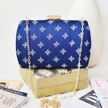 Royal Blue Colour Pattern Clutch