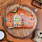 Orange Embroidered Moon Clutch