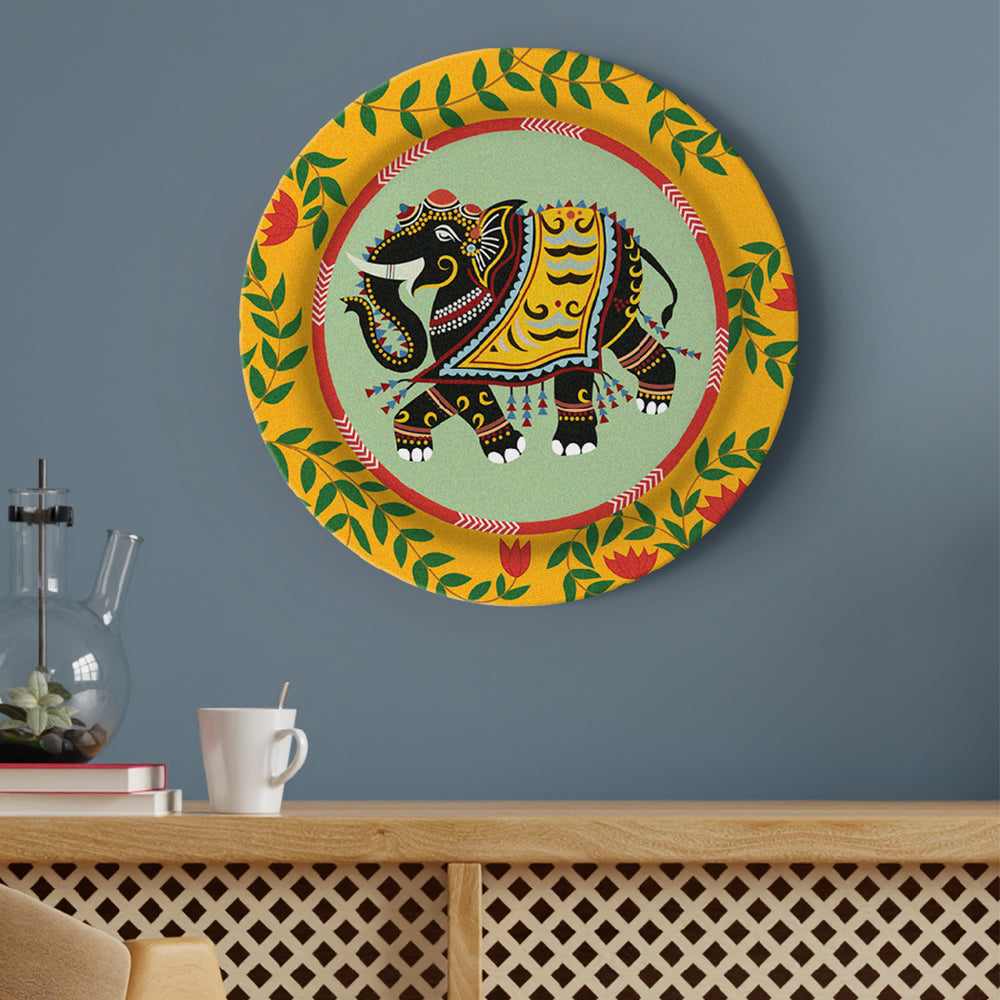 Black Elephant Printed Wall Plate