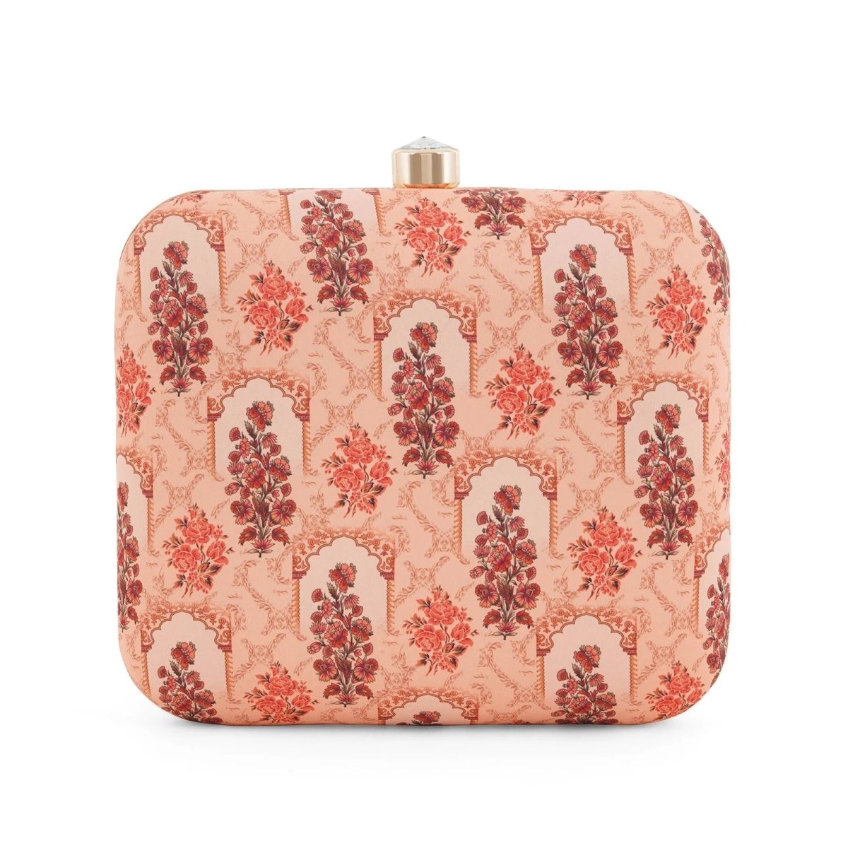 Artklim Peach Printed Clutch