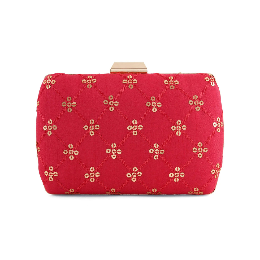 Red Embroidered Clutch