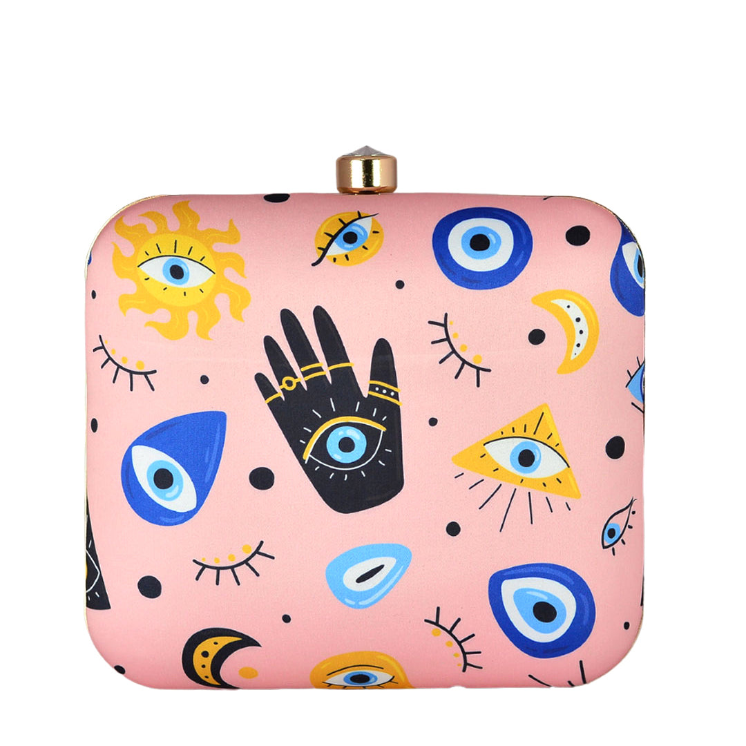 Multi Evil Eye Printed Clutch