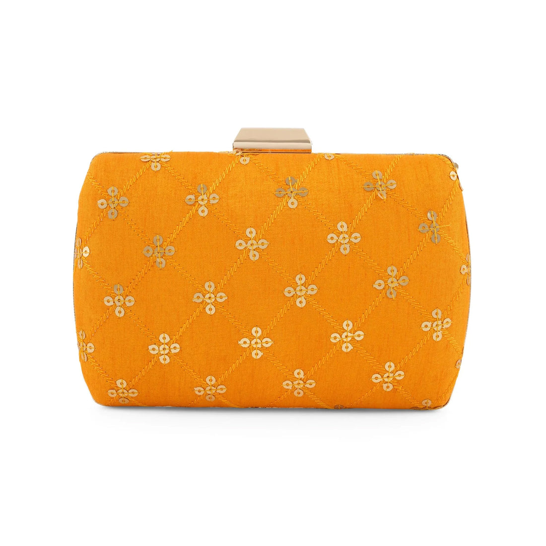 Yellow Embroidered Clutch