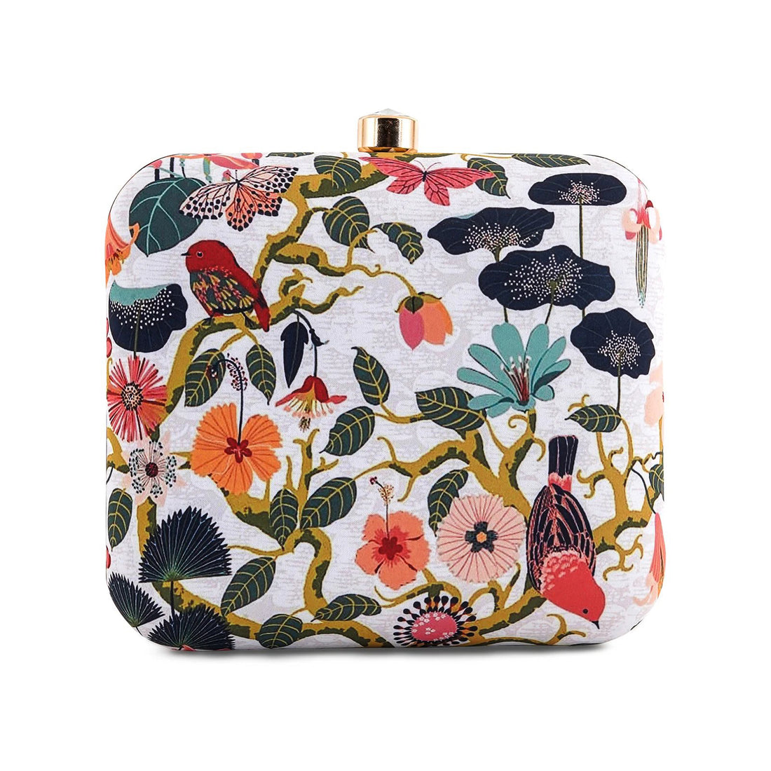 Multicolored Floral Printed Clutch