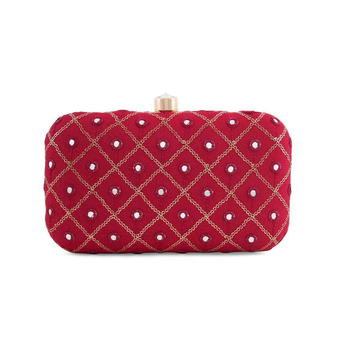 Wine Embroidered Clutch