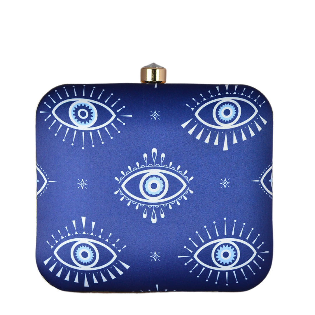 Blue Evil Eye Printed Clutch