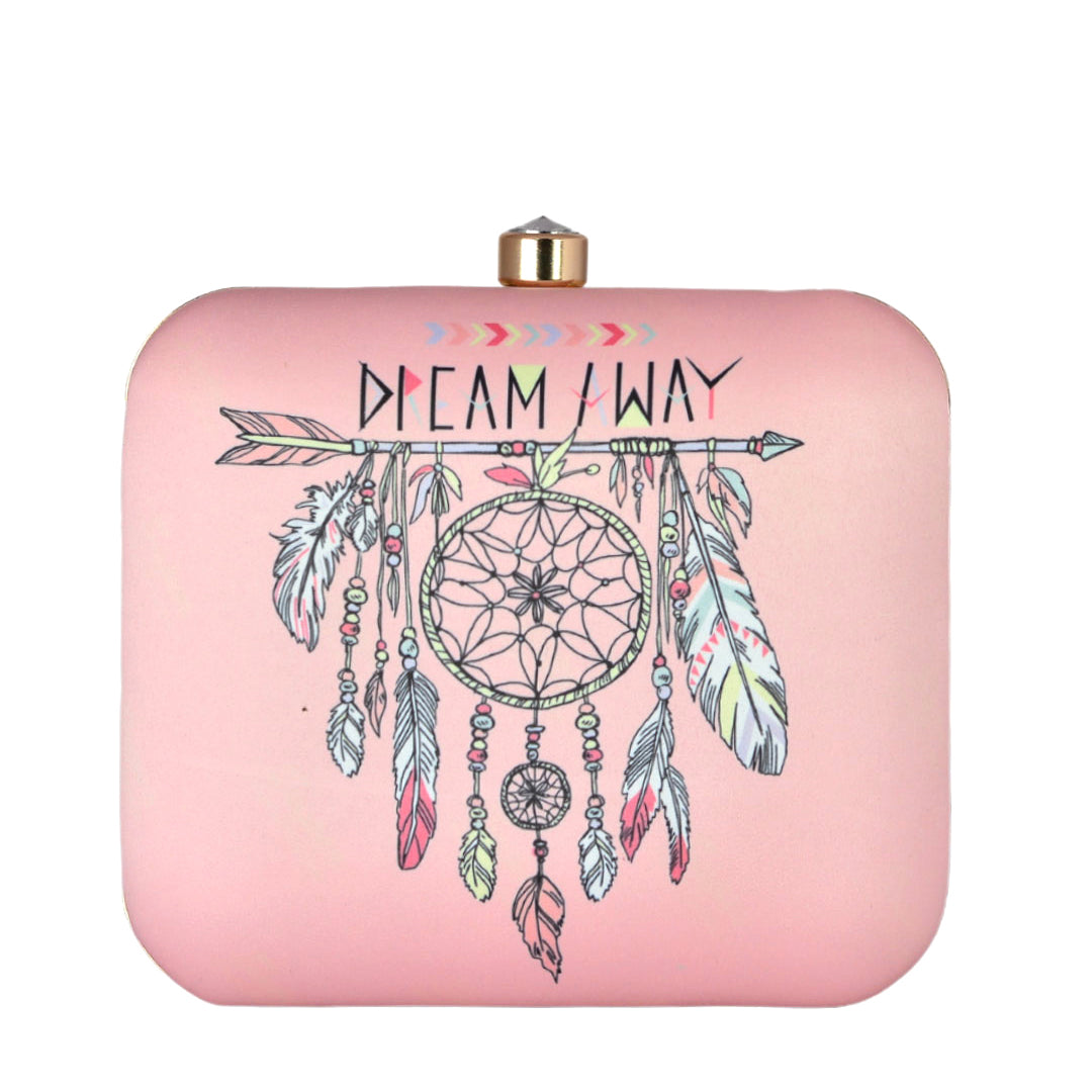 Pink Dream Catcher Printed Clutch