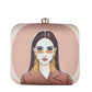 Classy Woman Portrait Printed Clutch