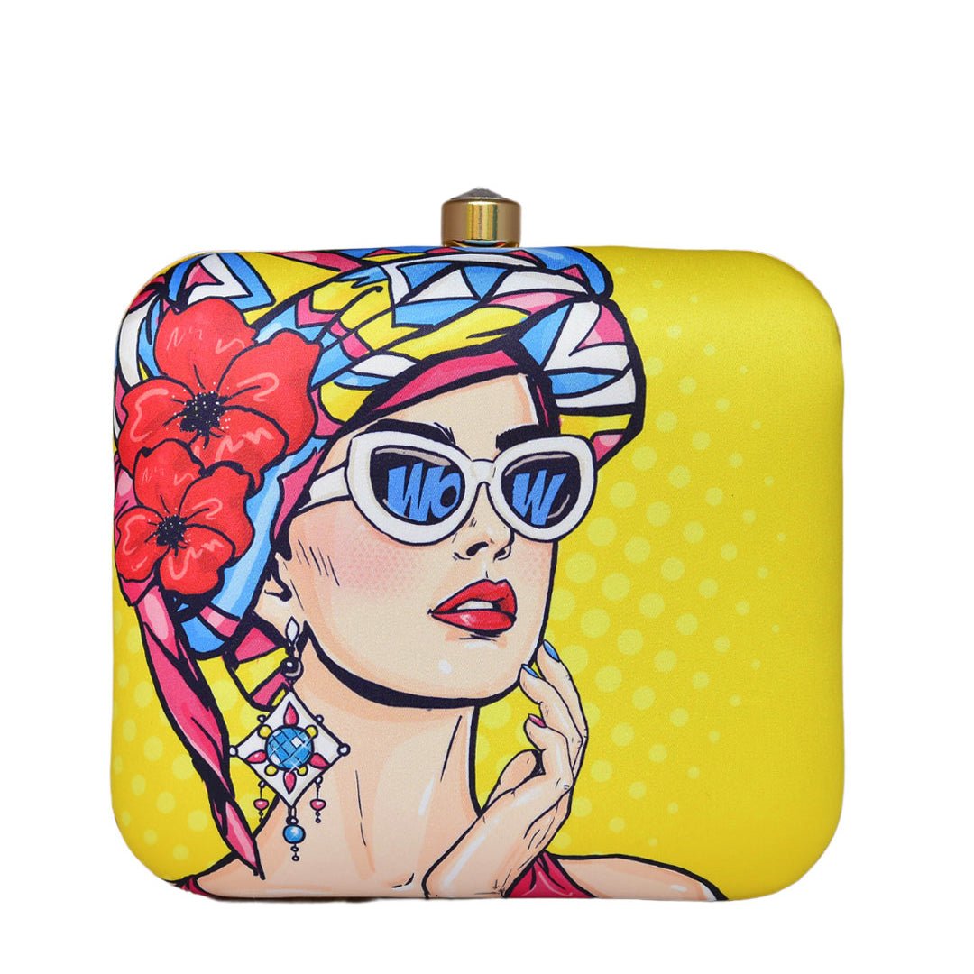 Pop Art Woman Printed Clutch