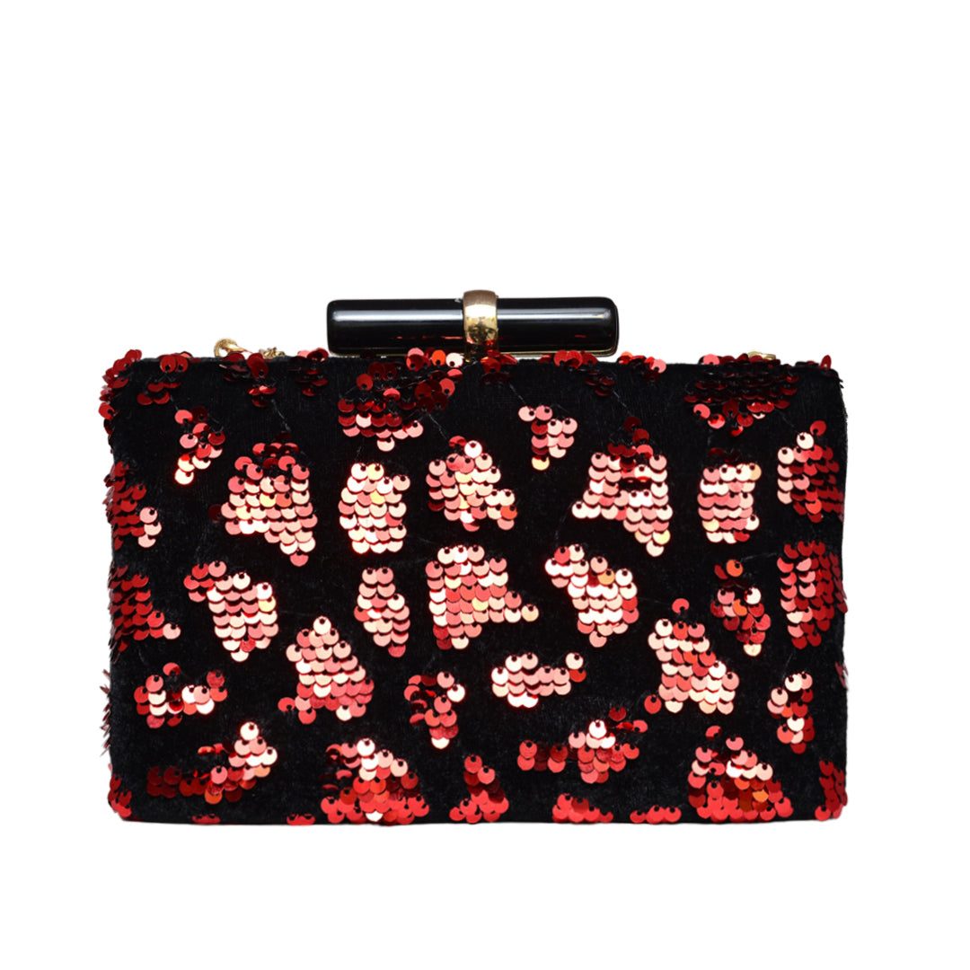 Black-Red Sequins Clutch