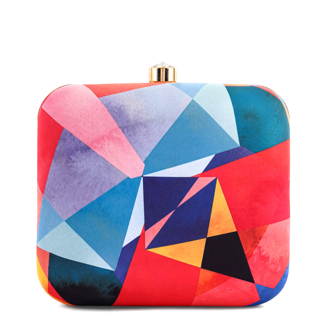 Multicolored Pattern Printed Clutch