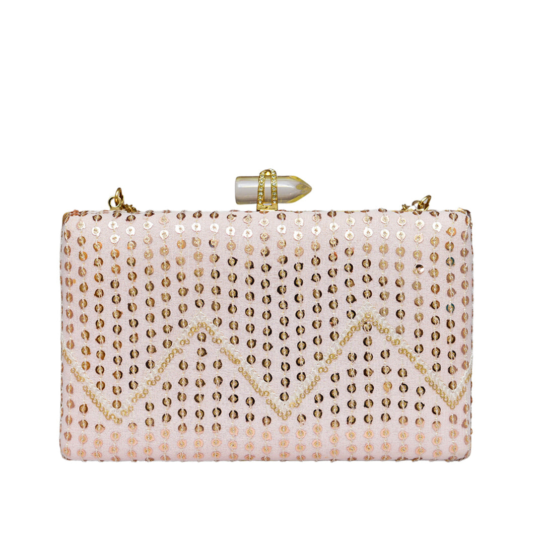 Baby Pink Sequins Clutch