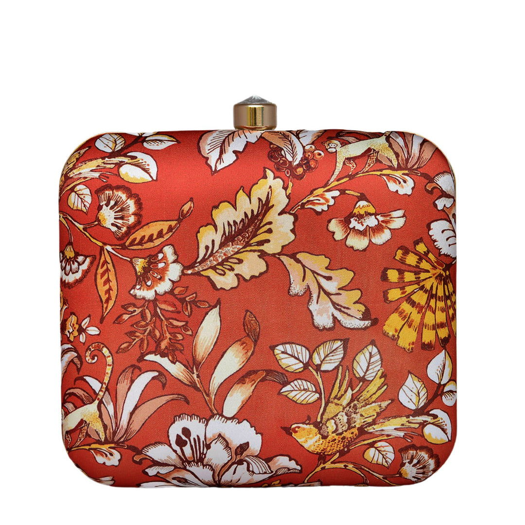 Multi Leaf Printed Clutch