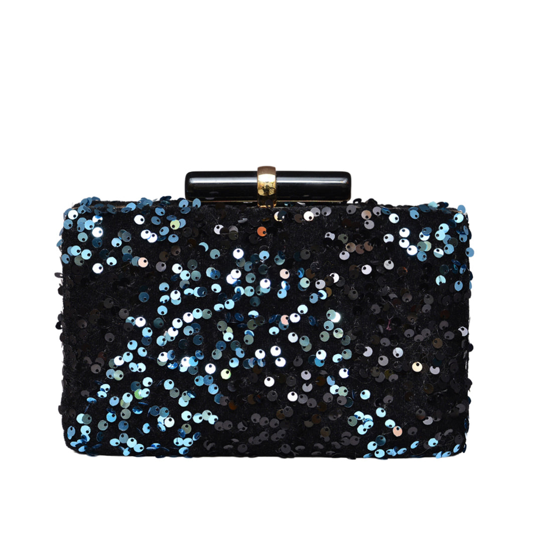 Elegant Blue Sequins Clutch