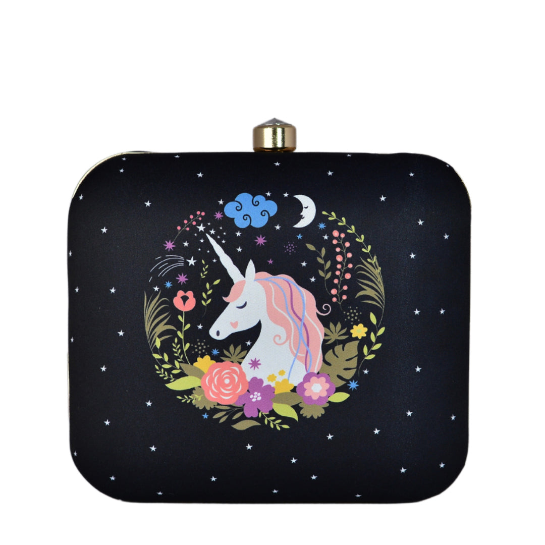 Graceful Unicorn Printed Clutch