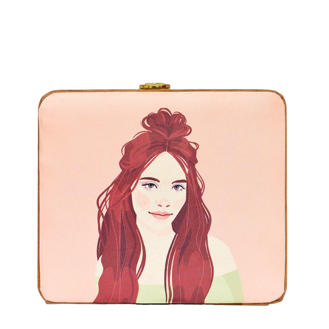 Red Hair Woman Printed MDF Clutch