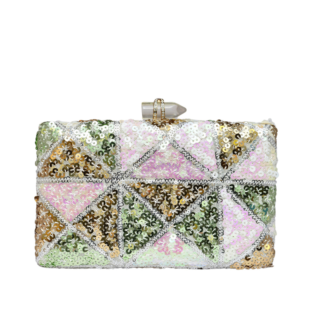 Green Pattern Sequins Clutch