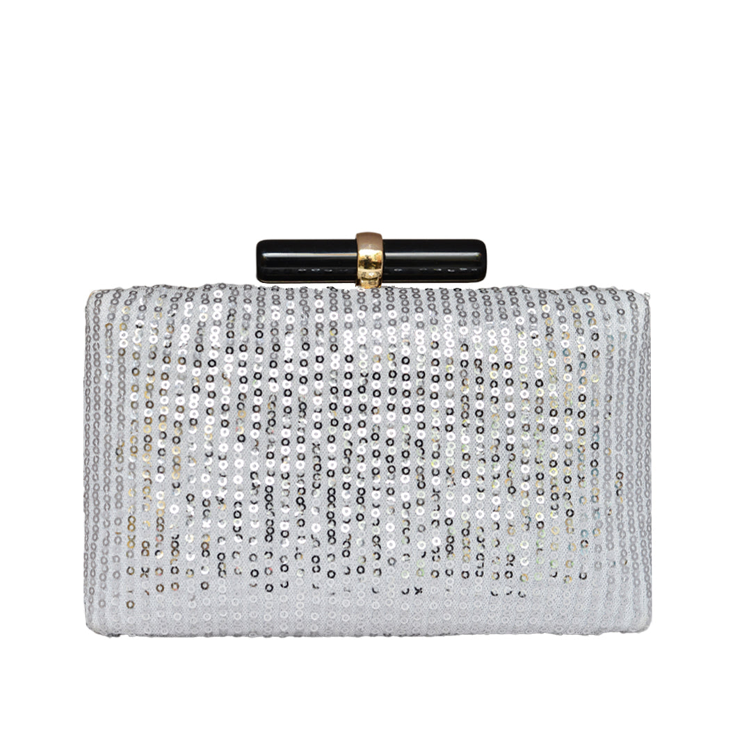 Silver Sequins Clutch