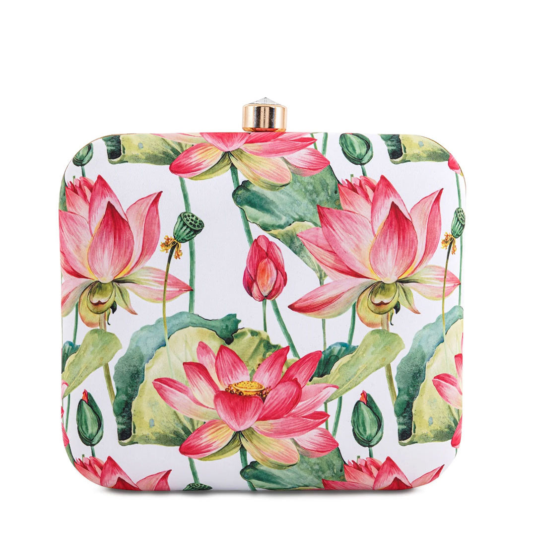 Lotus Printed Clutch