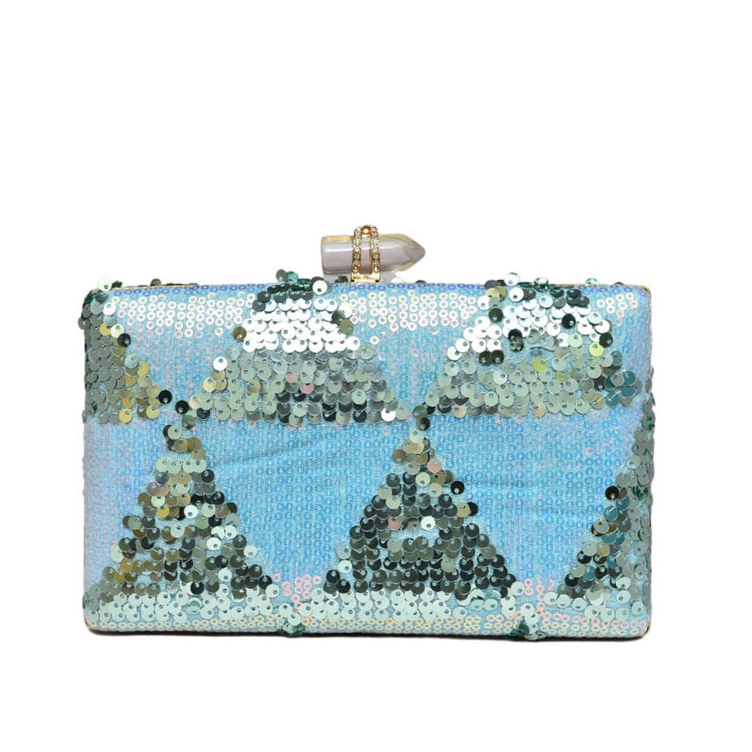 Light Blue Sequins Clutch