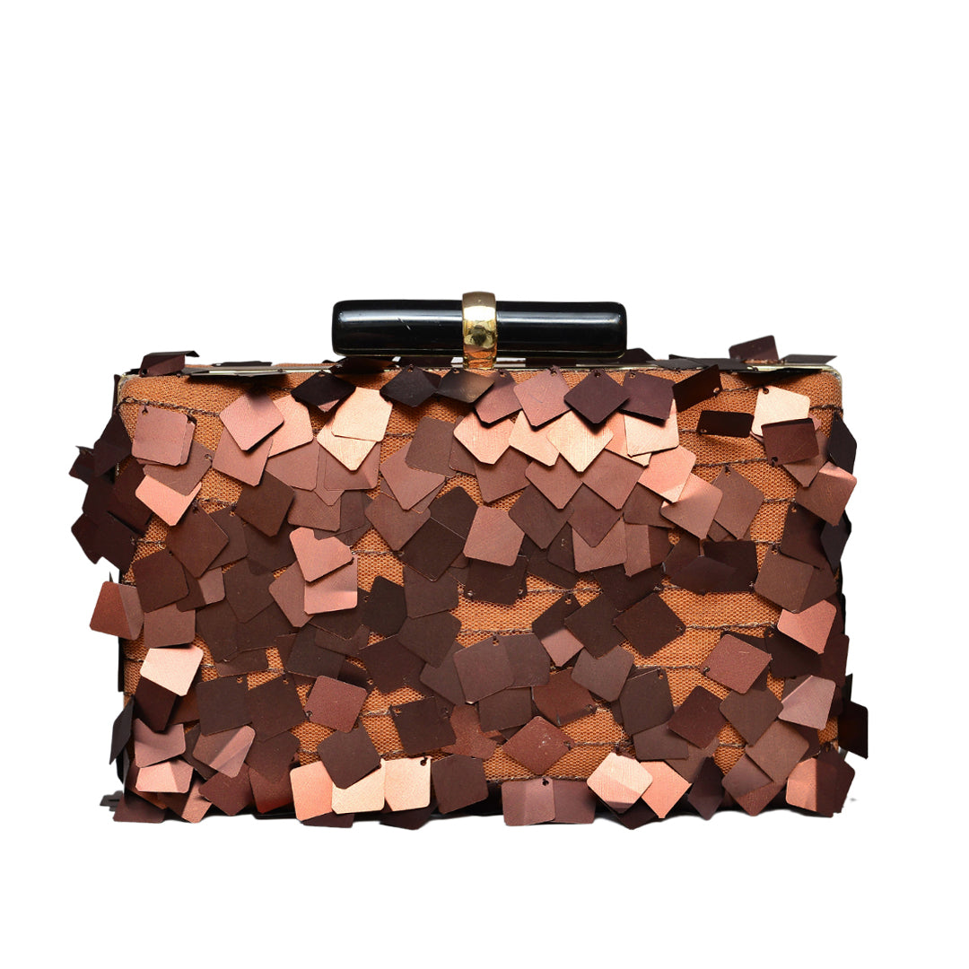 Brown Sequins Clutch